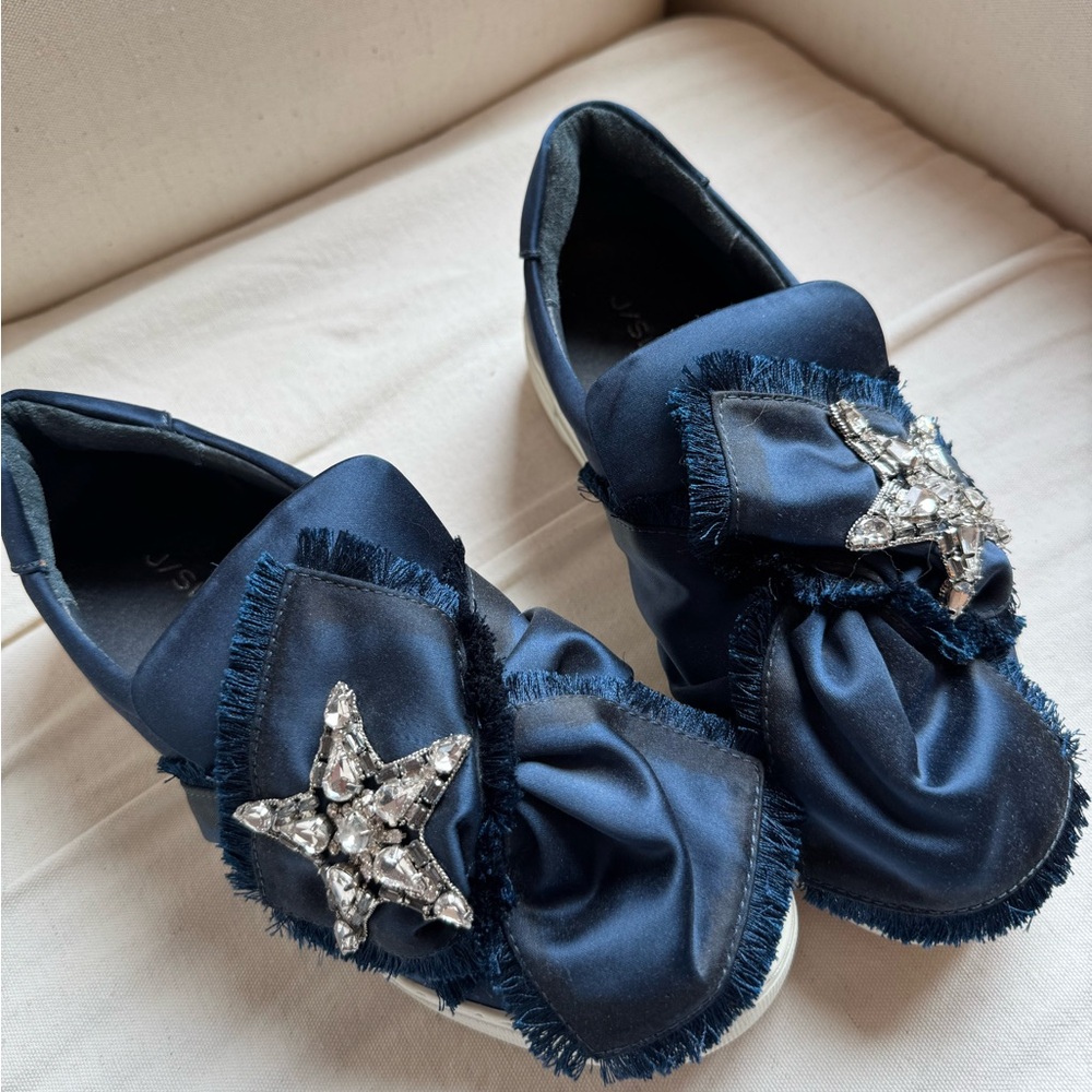 Navy Blue & Blingy Star Embellished Shoes